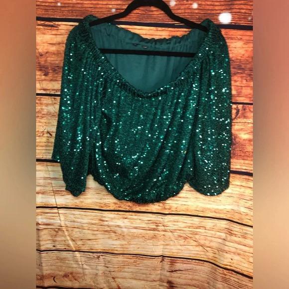 Green Sequin All over crop - Picture 2 of 14